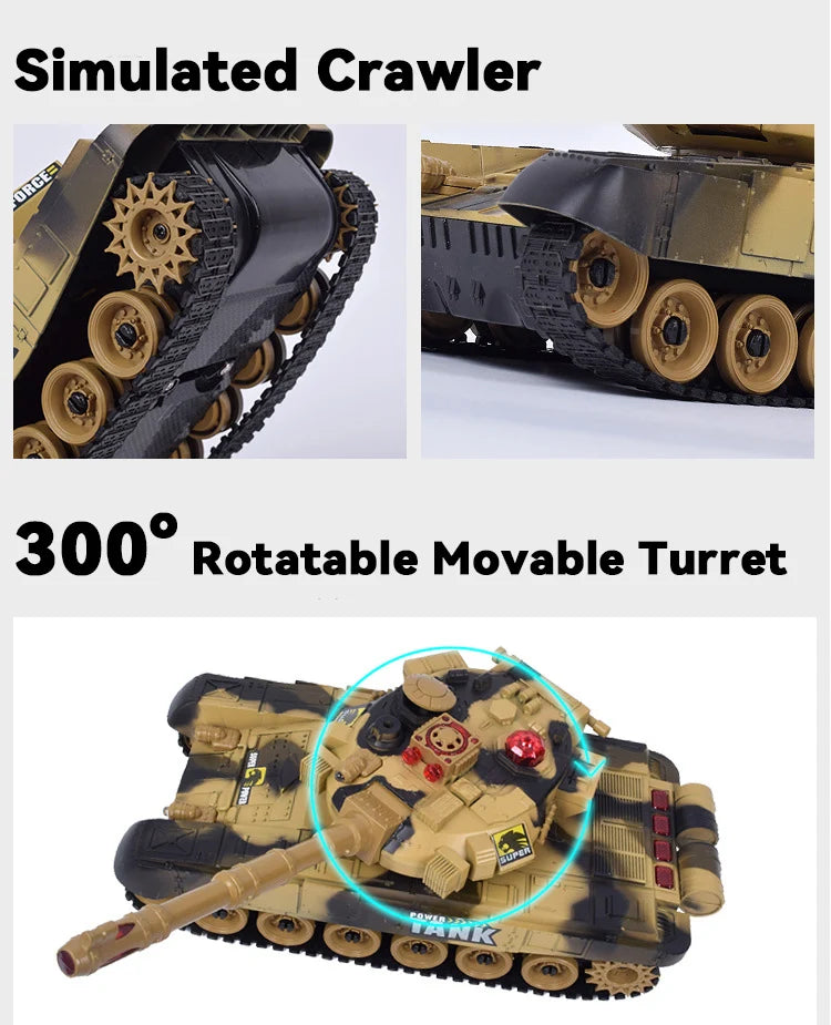 54 cm RC Panzer 2,4 G Fernbedienung Kriegspanzer Große Militärmodelle Licht Sound Funkgesteuertes Spielzeug für Jungen Kinder Weihnachtsgeschenke