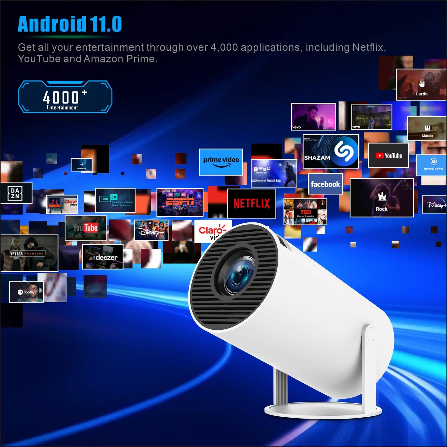 2024 neue intelligente tragbare 4k-Projektoren hy300pro android 11 dual wifi lcd 4k Video 720p Heimkino-Projektor Smart Home